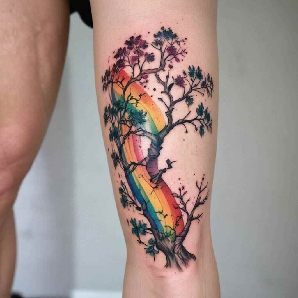 40 Striking Olive Branch Tattoo Ideas That Radiate Peace and Purpose 26 Rainbow Branch tattoo